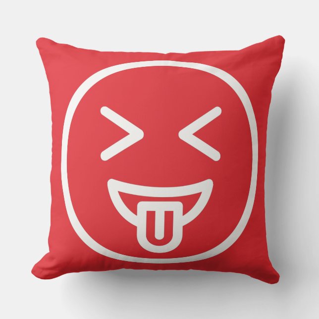 Almofada Rosto engraçado rindo humor sorridente trendy red (Frente)