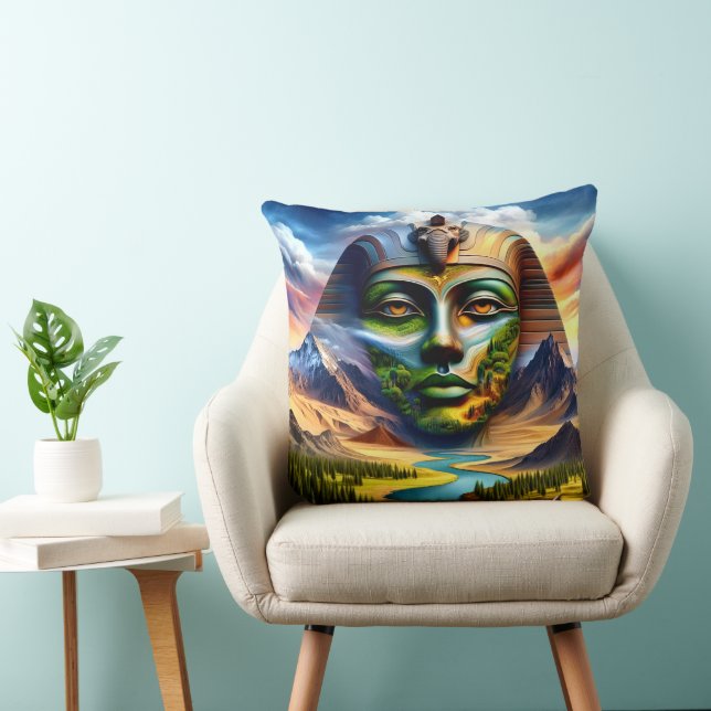 Almofada Rosto Esfingx em um Travesseiro decorativo Paisage (Cadeira)