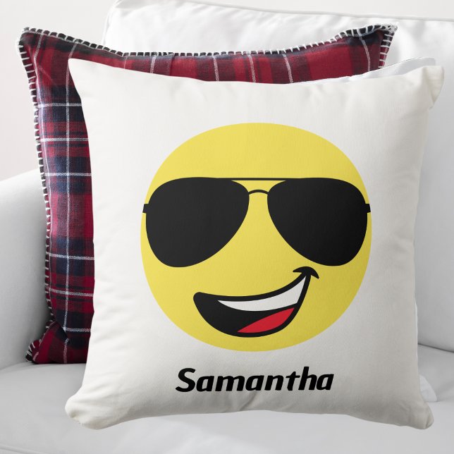 Almofada Rosto Feliz E Óculos De Aviador, Diversão (Criador carregado)
