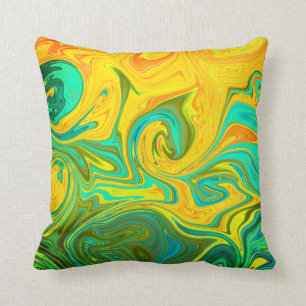 Almofada Rotação Abstrato Verde de Verde Amarelo Trendy N