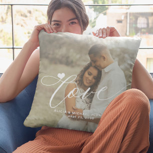 Almofada Roteiro de amor moderno 2 foto coração personaliza