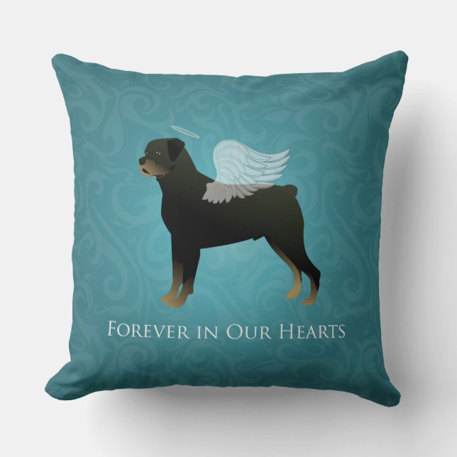 Almofada Rottweiler Angel - Pet Memorial Design (Frente)