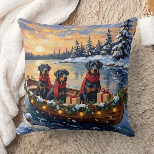 Almofada Rottweiler Christmas Boat Holiday (Cobertor)