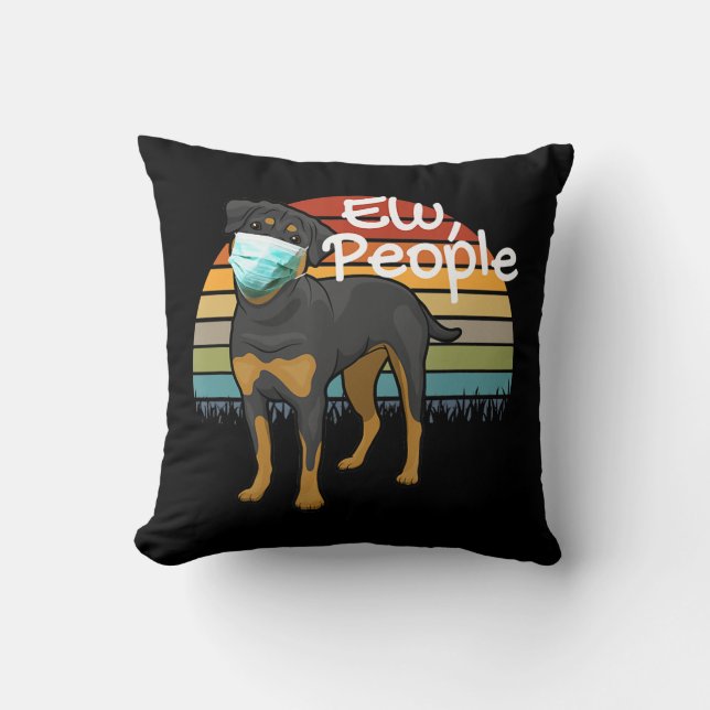 Almofada Rottweiler Copo com Máscara - Pessoas - Rottweiler (Frente)