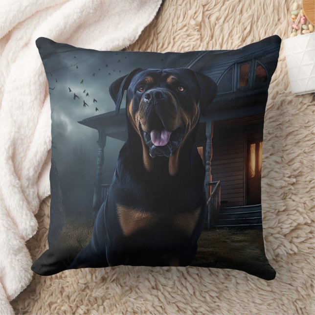 Almofada Rottweiler Halloween Scary (Cobertor)