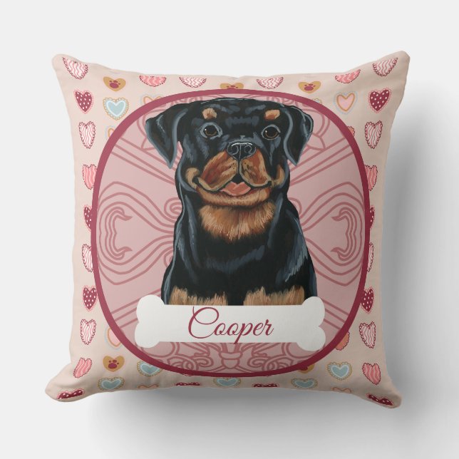 Almofada Rottweiler Personalize Valentine Pillow (Frente)