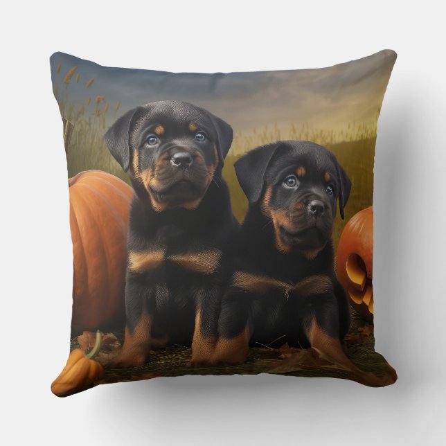 Almofada Rottweiler Puppy Autumn - Pumpkin (Verso)