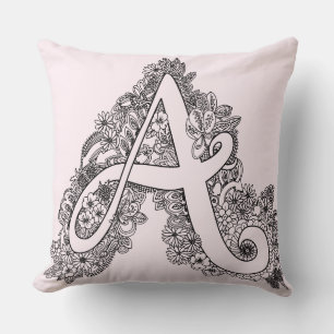 Almofada Rotule o travesseiro modelado tangled mono doodle