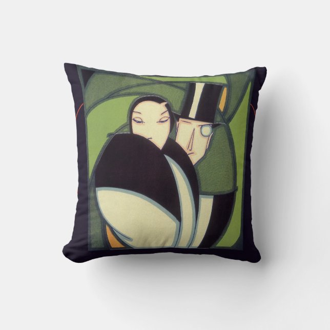 Almofada Rótulo Antigo de Legumes Topper, Romance Art Déco (Frente)