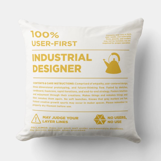 Almofada Rótulo de Cuidado de Design Industrial Kean MGC (Frente)