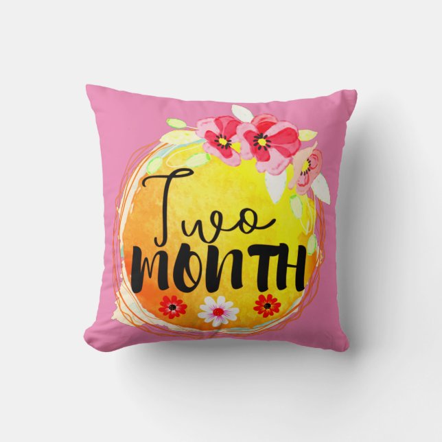 Almofada Rótulo De Etapa De Dois Meses Floral Para Bebê Jog (Frente)