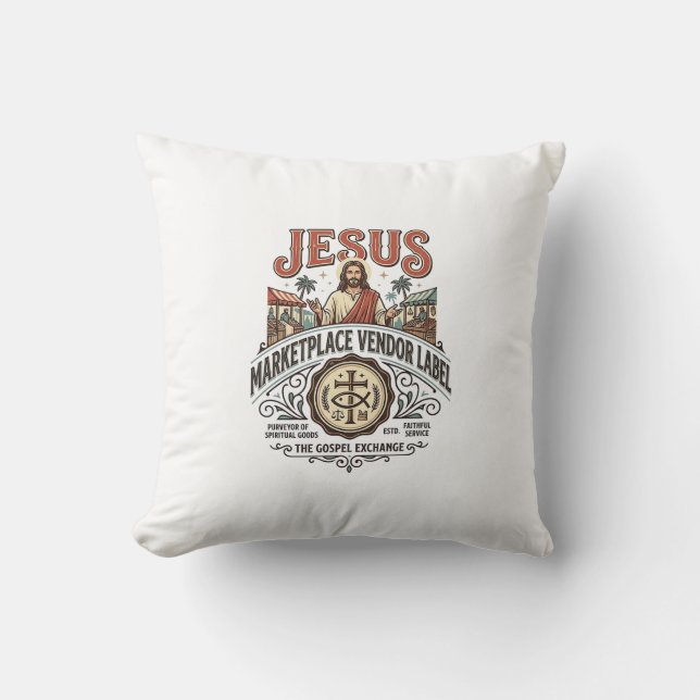 Almofada Rótulo de Vendedor do Mercado de Jesus Rótulo de V (Frente)