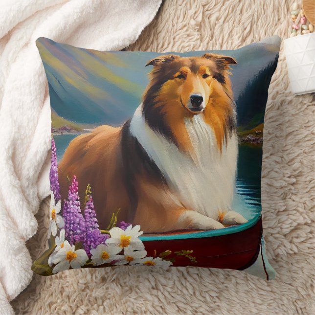 Almofada Rough Collie em um Paddle: Uma Aventura Cênica (Cobertor)