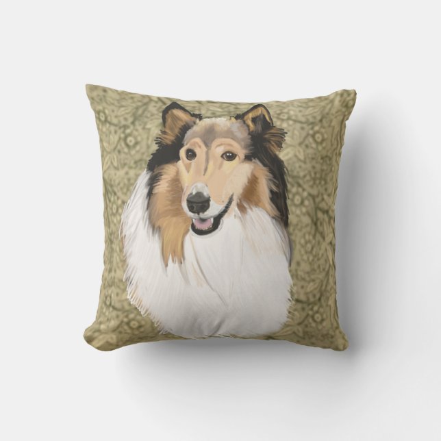 Almofada Rough Collie Portrait (Frente)