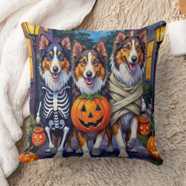 Almofada Rough Collie Trick-or-Treating Halloween Costumes (Cobertor)