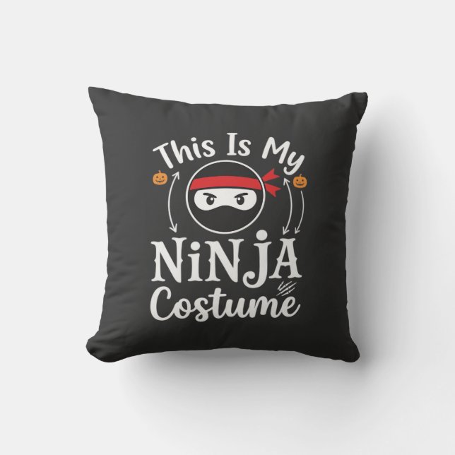 Almofada Roupa de Ninja Engraçada Design de Halloween_1 (Frente)