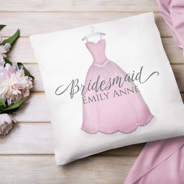 Almofada Roupa Rosa Personalizada De Casamento De Bridesmai (Criador carregado)