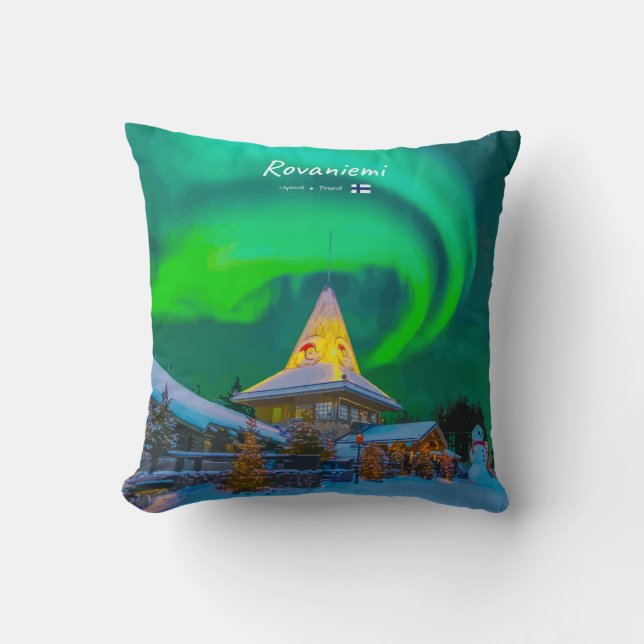 Almofada Rovaniemi, Finlândia - Magia Aurora (Frente)