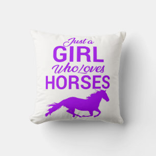 Almofada Roxo Apenas Uma Menina Que Ama Cavalos  