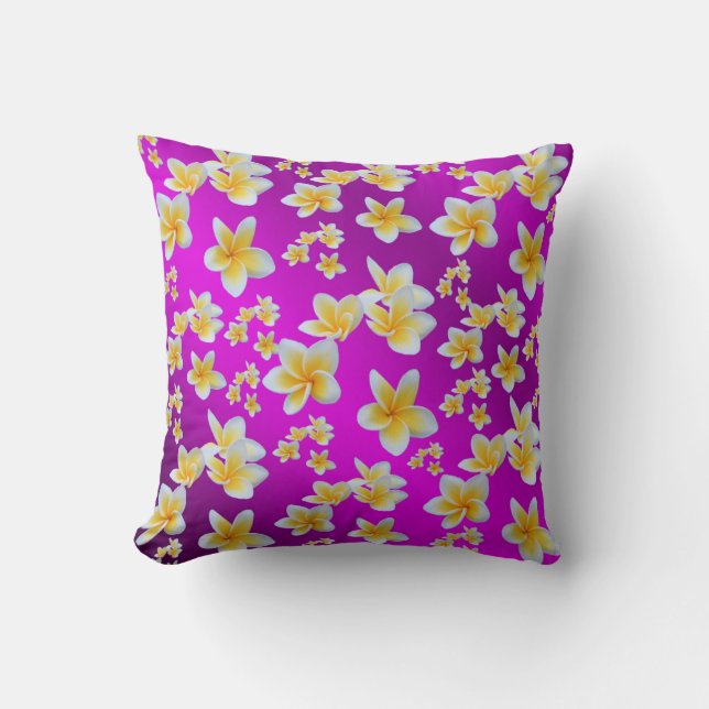Almofada roxo,asiático, amarelo, branco, florir, brilhante, (Frente)