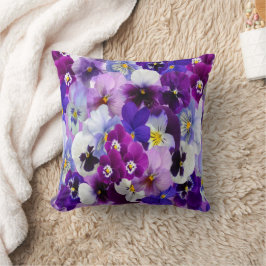Almofada Roxo Azul Branco Pensamento Floral Flores