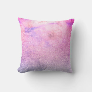 Almofada Roxo azul cor-de-rosa floral da aguarela do *~*