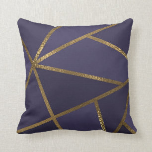Almofada Roxo Berinjela Dourado Bronze Geométrico Glam Chic
