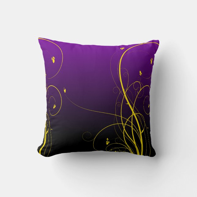 Almofada Roxo com Travesseiro decorativo Amarelo de Design (Frente)