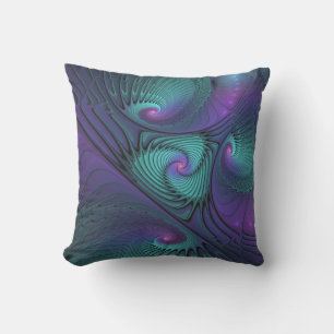 Almofada Roxo Conhece Arte Fractal Abstrato moderna Turques