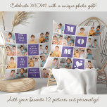 Almofada Roxo de Colagem de Fotografias Personalizada do MO<br><div class="desc">Apresentando o presente perfeito para o melhor MOM de todos os tempos - um travesseiro personalizado de colagem fotográfica! Este na moda e travesseiro moderno apresentam espaço para 12 imagens especiais, MOM ousado num design de blocos coloridos, criando um dom único e sentimental que qualquer mãe adoraria. Com os espaços...</div>