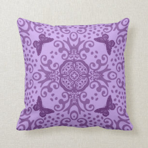 Almofada Roxo do olhar do vintage do medalhão da borboleta