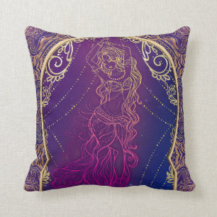 Almofada Roxo & Dourado Marroquino Dança do Ventre Glam