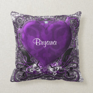 Almofada Roxo e Silver Heart Sparkle Bling
