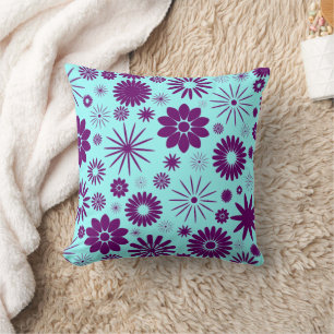 Almofada Roxo e travesseiro enorme floral azul do Aqua