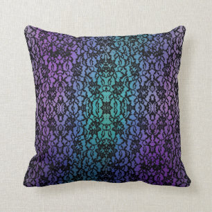 Almofada Roxo e travesseiro gótico do laço preto da cerce
