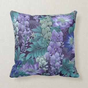 Almofada Roxo & flores da selva da cerceta