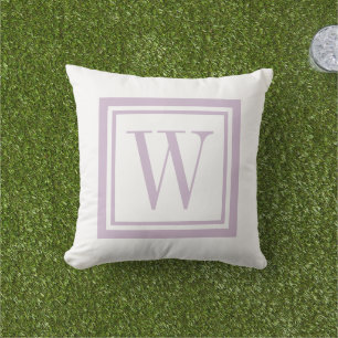 Almofada Roxo Lilás e Branco Monograma Clássico Quadrado