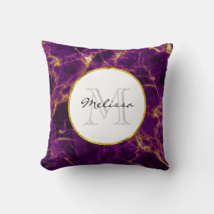 Almofada Roxo Moderno e Dourado Abstrato Marble