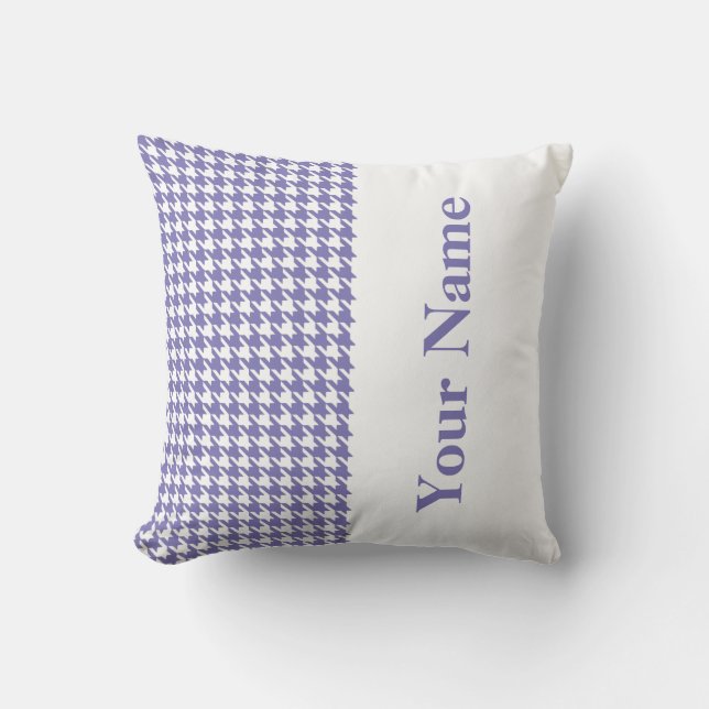 Almofada Roxo Moderno Houndstooth com Nome (Frente)