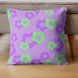 Almofada Roxo-Negrito e Tropical Floral Verde-Neon