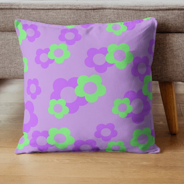 Almofada Roxo-Negrito e Tropical Floral Verde-Neon (Criador carregado)