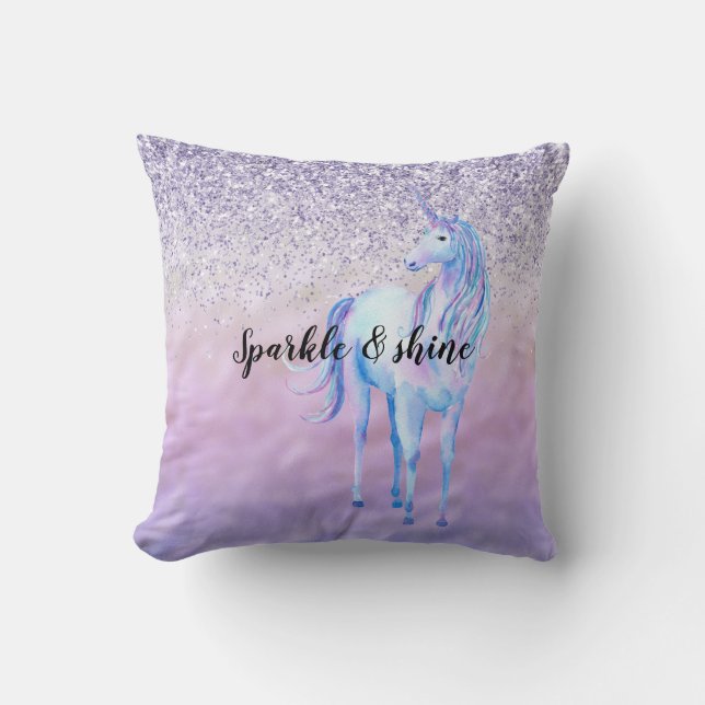 Almofada Roxo Ombre Glitter Unicorn (Frente)