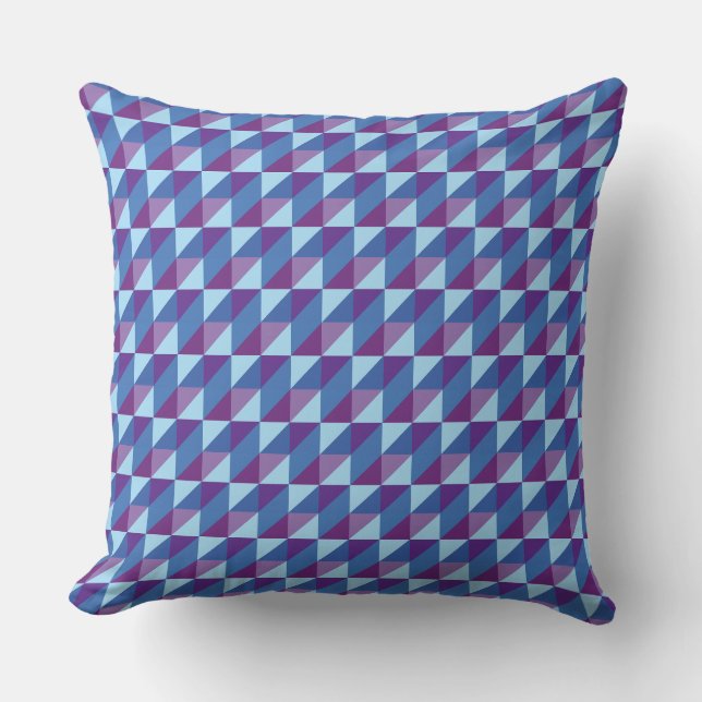 Almofada Roxo Retro para Azul Geométrico Abstrato clima dos (Frente)