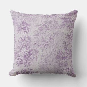 Almofada roxo rústico, chique, flores de lavanda pálidas,