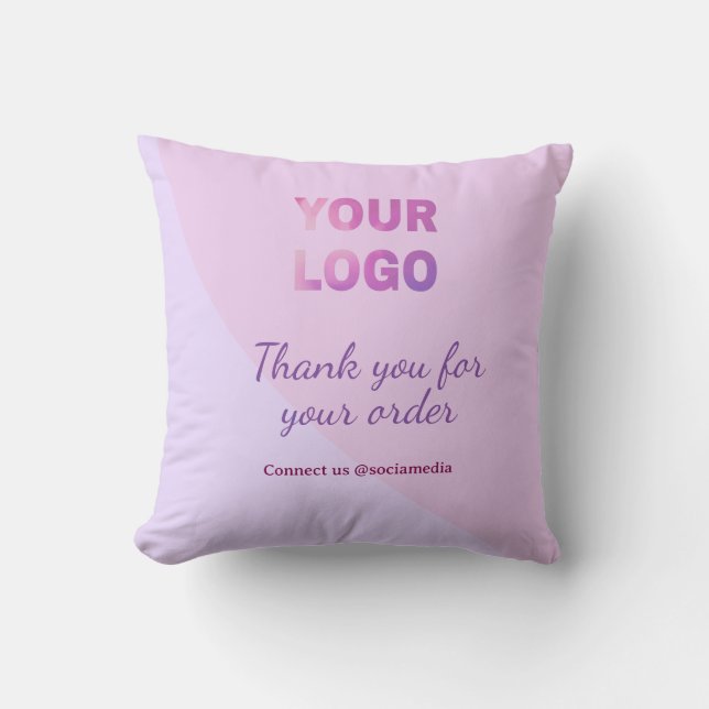 Almofada Roxo seu logotipo conectar conosco mídias sociais (Frente)