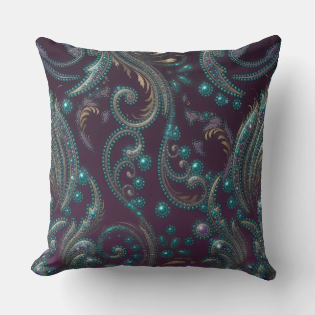 Almofada Roxo Teal Dourado Metálico  (Frente)