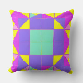 Almofada Roxo Turquesa Amarelo Geométrico Abstrato Colorido