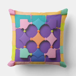 Almofada Roxo Turquesa Dourado Geométrico Círculo Abstrato