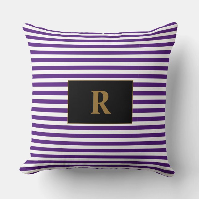 Almofada Roxos Púrpuros/Brancos Monogramados (Frente)