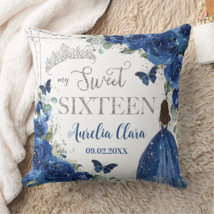 Almofada Royal Blue Floral Princess Silver Sweet Dezesseis